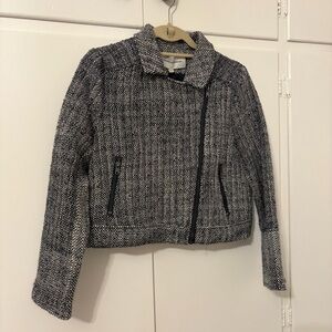 Cupcakes & Cashmere Navy & White Moto Tweed Blazer/Jacket